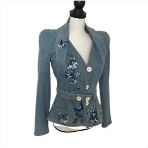 CHRISTIAN DIOR Embroidered flower butterfly Denim Jacket